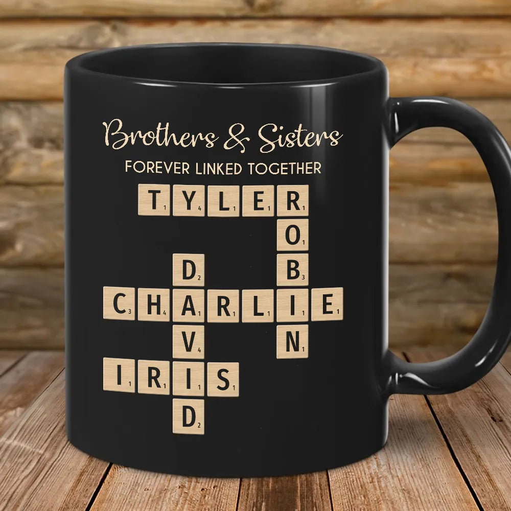 “Brothers & Sisters – Forever Linked” Acrylic Music Magnet – Crossword Names, Custom Song, Gift for Siblings