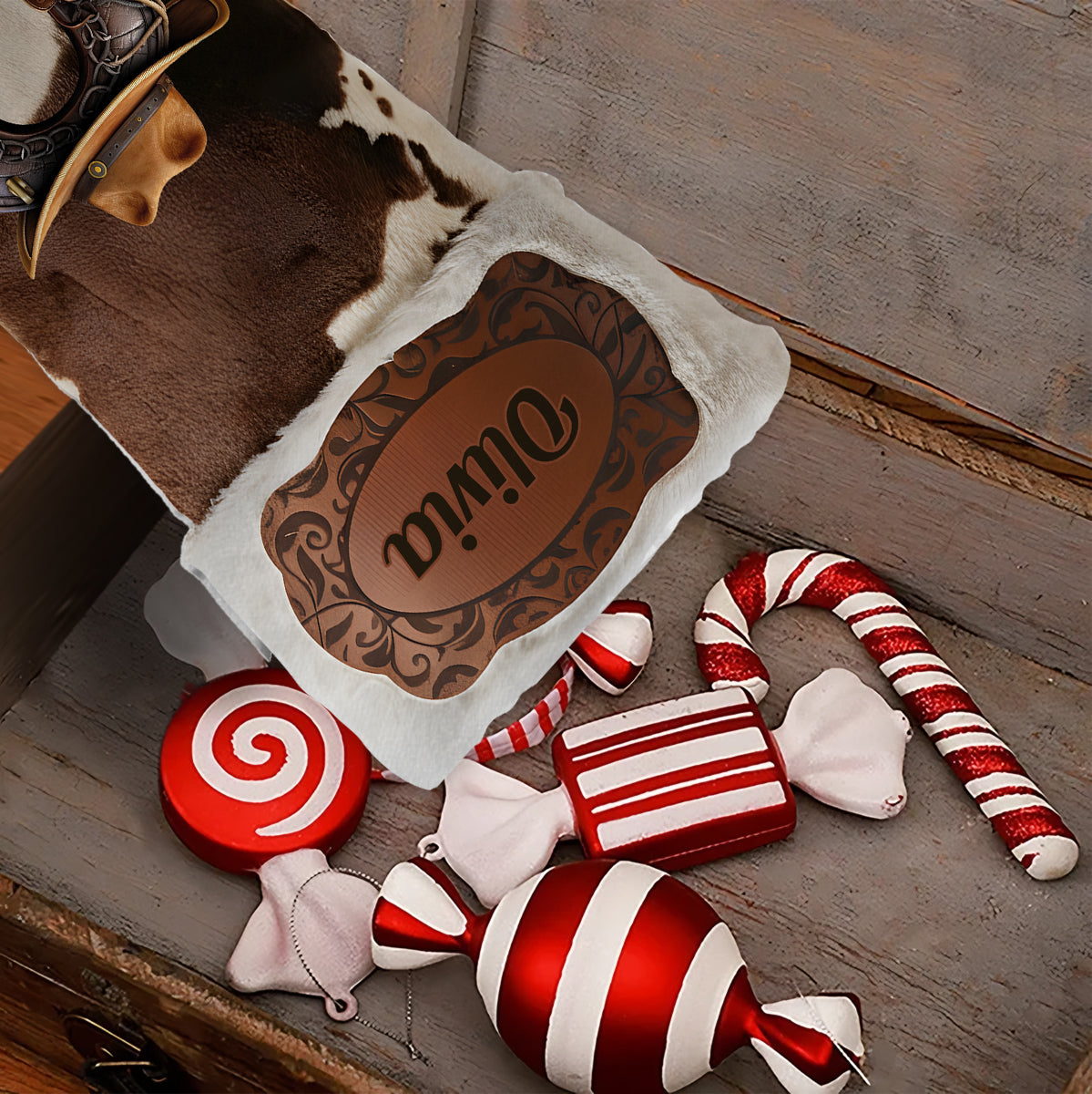 Howdy Christmas Initial Name Letter - Personalized Cowboy/Cowgirl Shaped Christmas Stocking