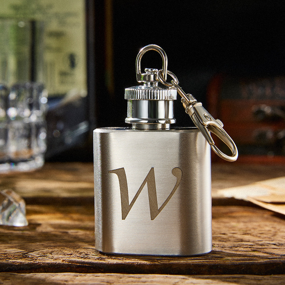 Custom Initial Mini Liquor Flask Mini Liquor Flask Keychain - gift for anyone - Personalized Keychain
