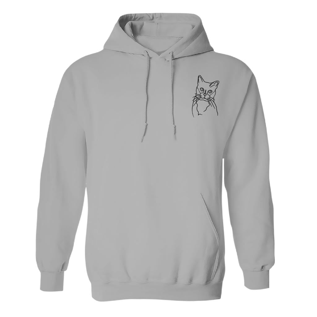 Custom Line Art - Personalized Cat Embroidered Hoodie