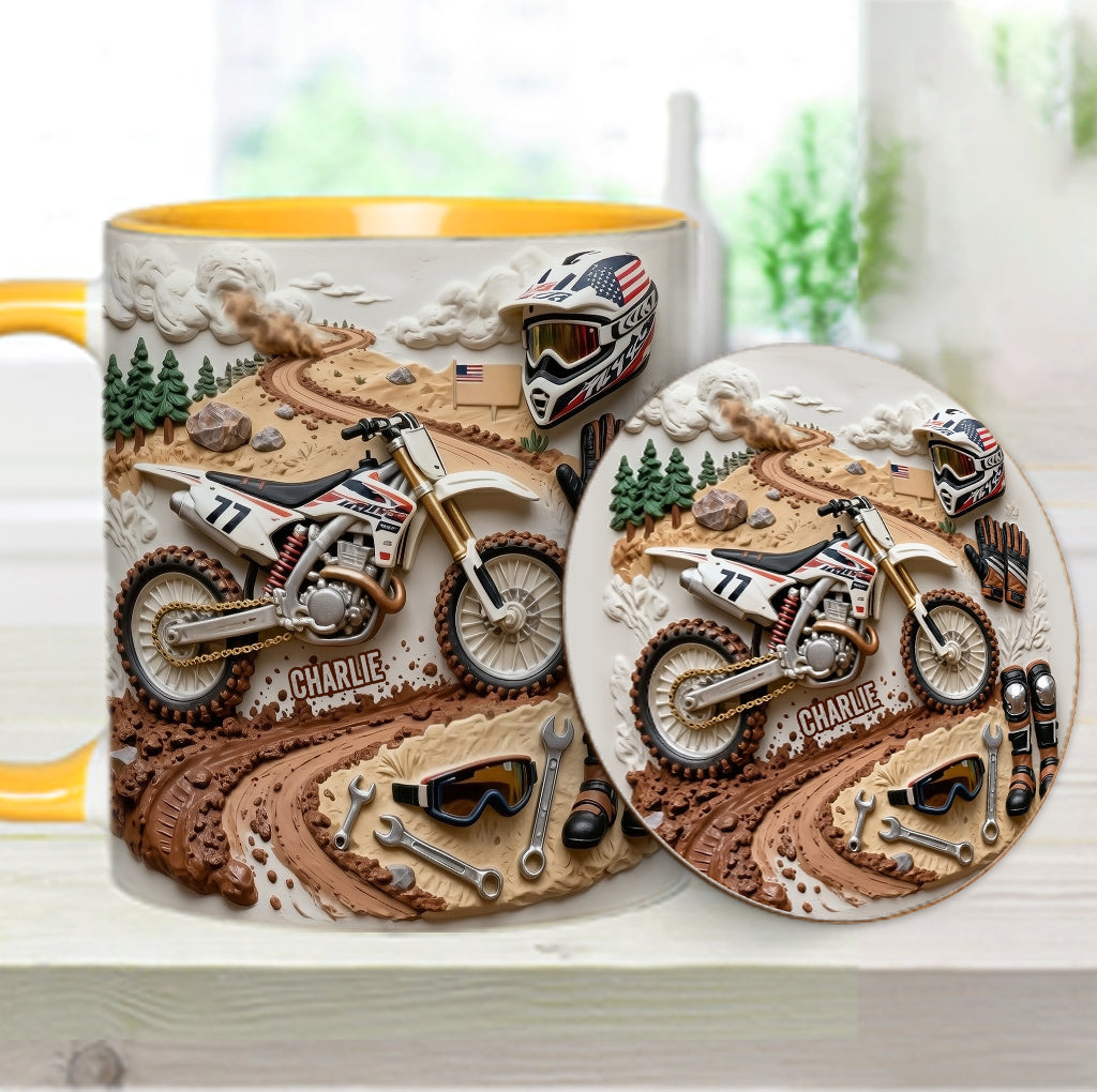 Cool Dirt Bike, Motocross - Personalized Dirt Bike Accent Mug & Coaster