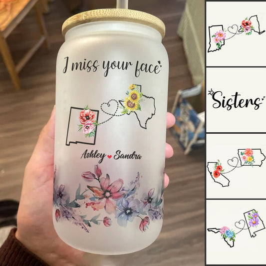 Best friends Long Distance Friendship Gift - Personalized Bestie Can Glass