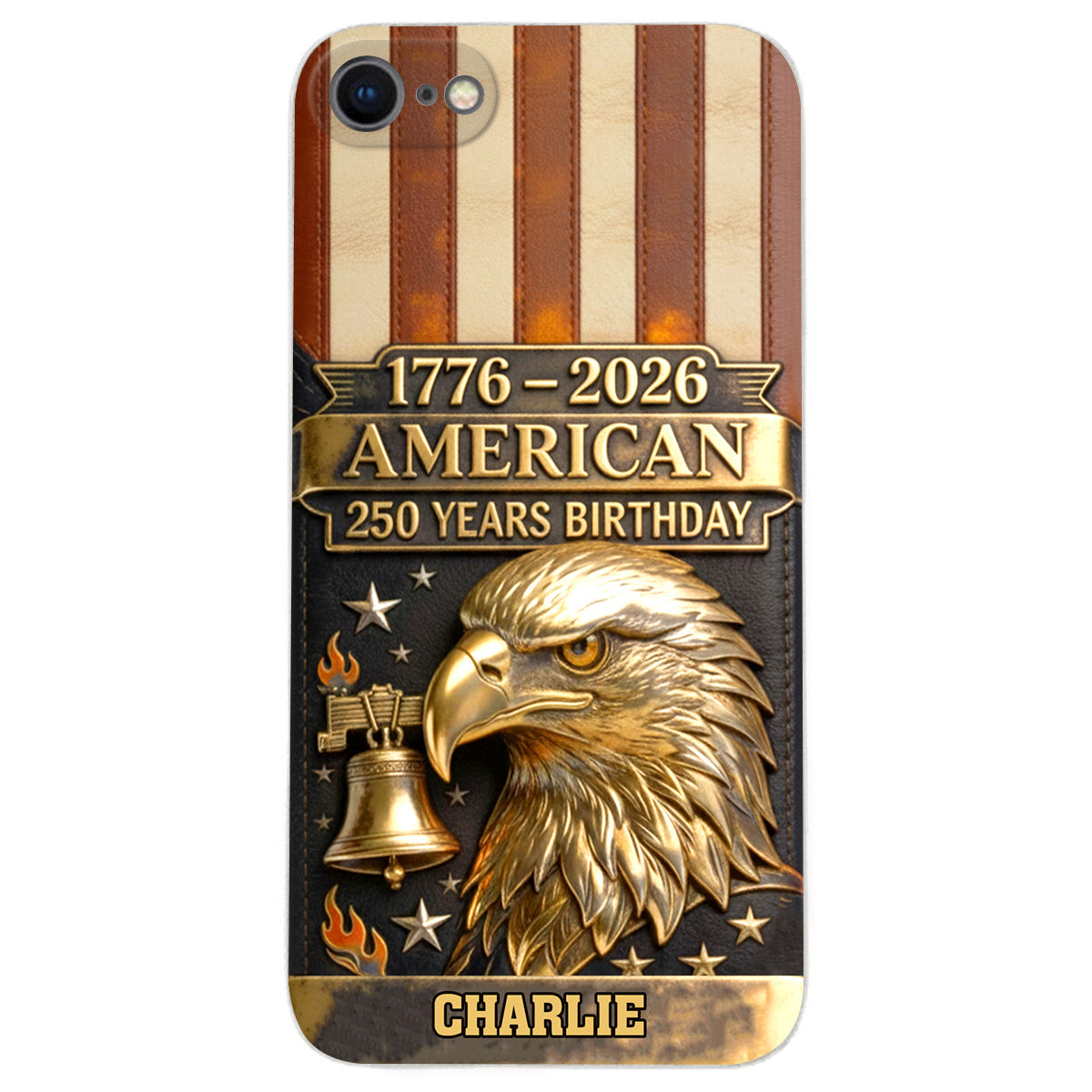 250th Anniversary - Personalized Bald Eagle Leather Phone Case