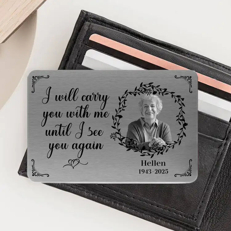 Wallet Card with Photo Memorial for Family, Sentimental Keepsake, Personalized Design, Perfect Gift of Remembrance