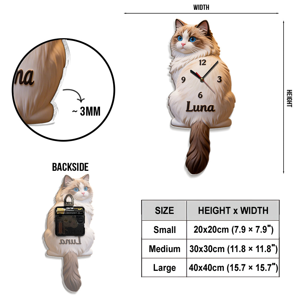 It’s Feeding Time! - Personalized Cat Acrylic Wall Clock