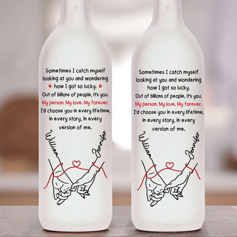 Custom Bottle Lamp With Soft Warm Light, Sweet 'How Lucky I Am' Message, Cozy Home Decor Accent, Thoughtful Gift for Her or Him