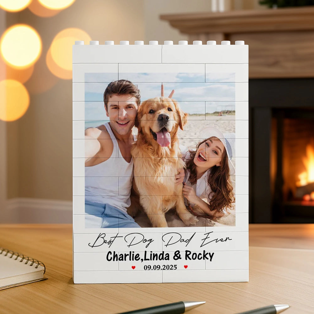 PVC Building Brick Puzzle Personalized Photo Keepsake - Happy Beach Moment with Your Dog, A Unique Gift for Dog Parents