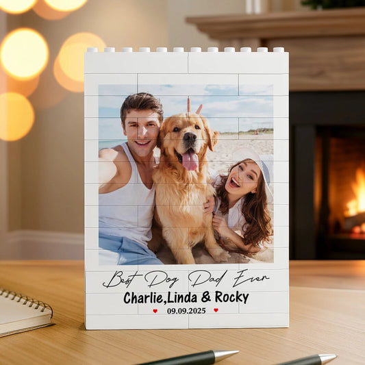 PVC Building Brick Puzzle Personalized Photo Keepsake - Happy Beach Moment with Your Dog, A Unique Gift for Dog Parents