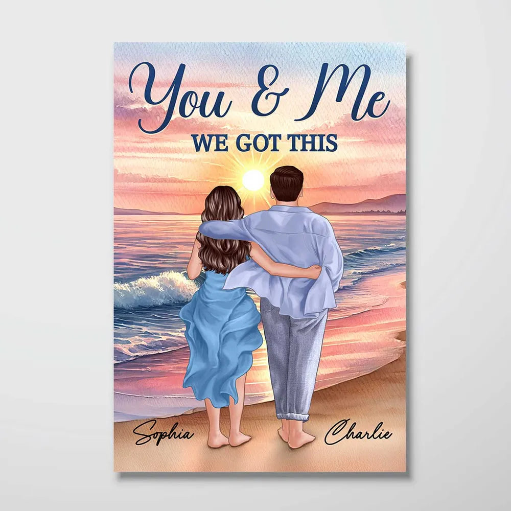 "You & Me, We Got This" Themed Valentine's Day Gift with Beach Background, Perfect for Wall Decor and Desk Items, Supports All Categories