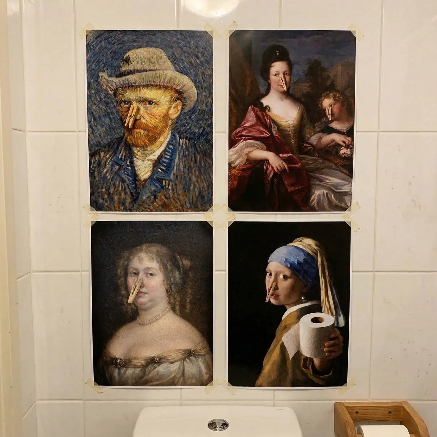 Funny Personalized Bathroom Poster Classic Painting Toilet Humor Wall Art Vibrant Colors Unique Housewarming Gift For Her Or Him