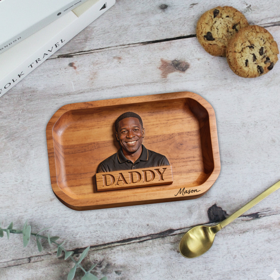 Dad Papa Everything Tray — From Real Photo - Personalized Father Catch-All Tray