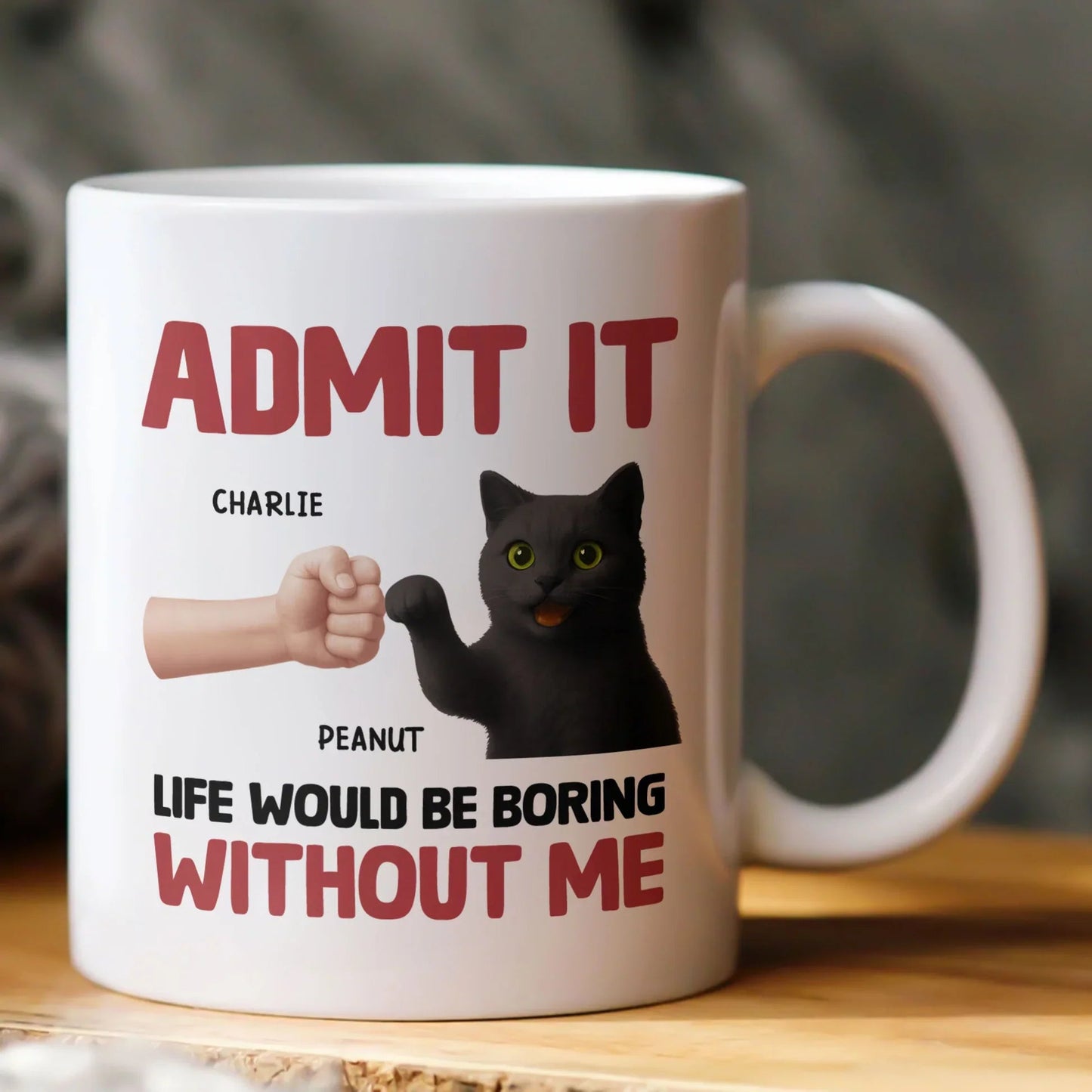 Admit It – Life Would Be Boring Without Me Cat Personalized Mug for Pet Lovers