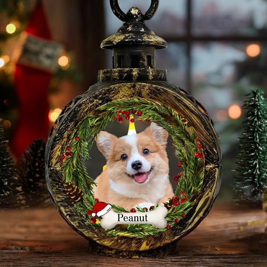 Personalized Pet Memorial Lantern Ornament, Custom Christmas Decoration with Pet Photo and Name