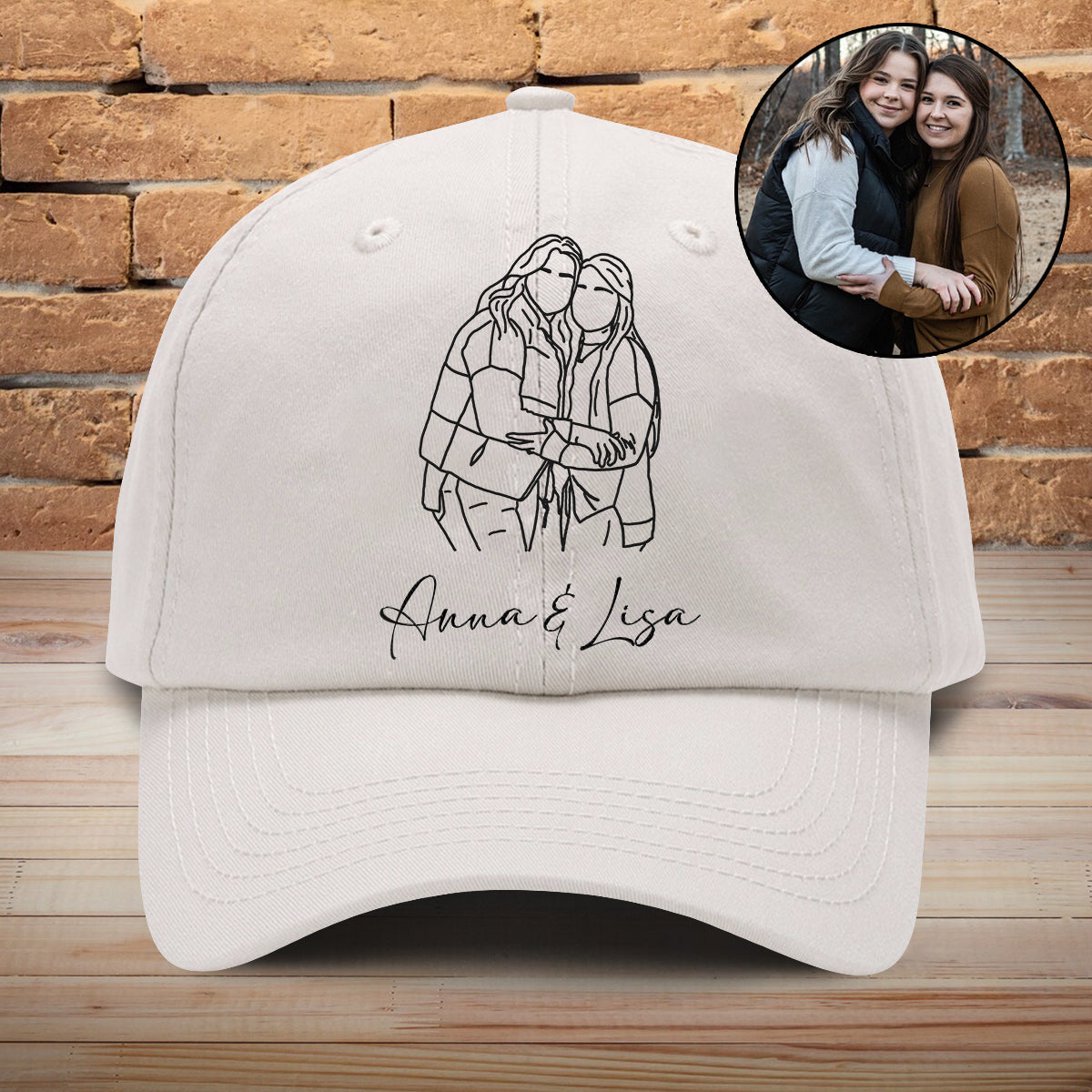 Custom Photo - Personalized Sibling Embroidered Classic Cap