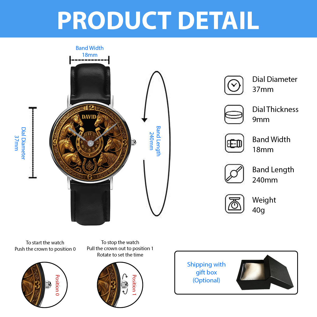 Golden Horse - Personalized Horse Hand Watch