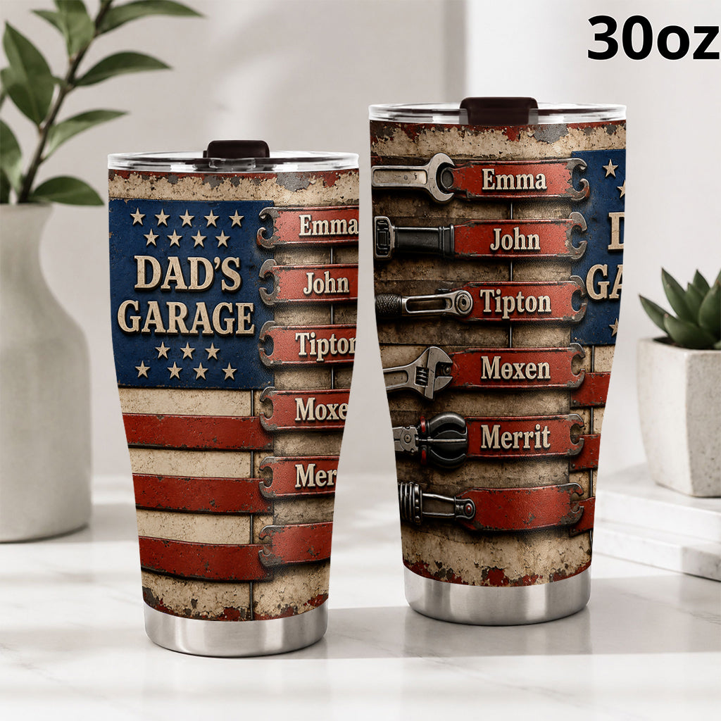 Dad's Garage Flag Wall Art - Personalized Father Tumbler