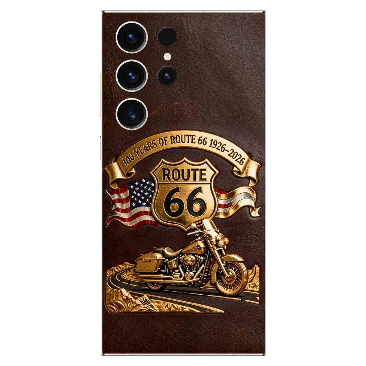 100 Years Of Route Personalized Gifts For Bikers - Personalized Biker 3D Embossed Leather Phone Case