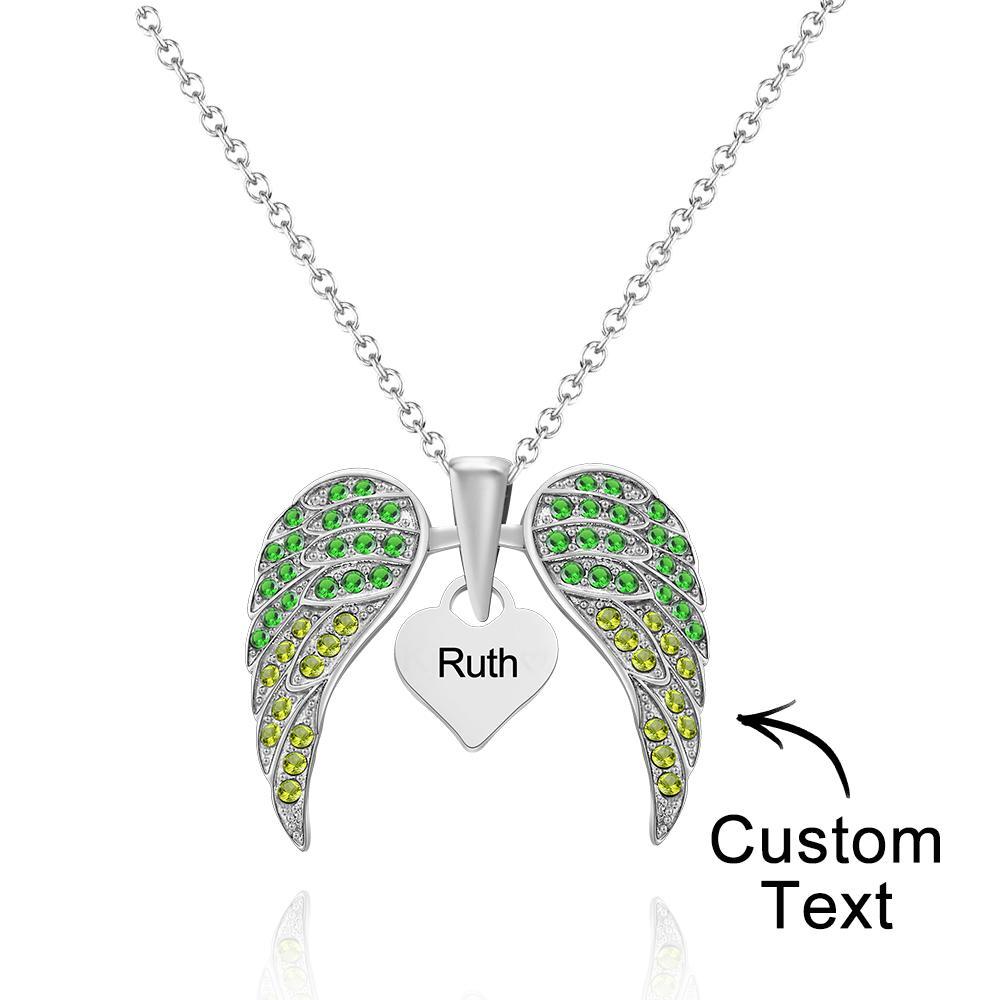 Angle Wing - Personalized Wing Heart-Shaped Engraved Necklace