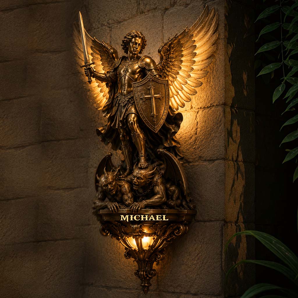 Archangel Michael, Guardian Of Light & Valor - Personalized Christian Plug-In Night Light