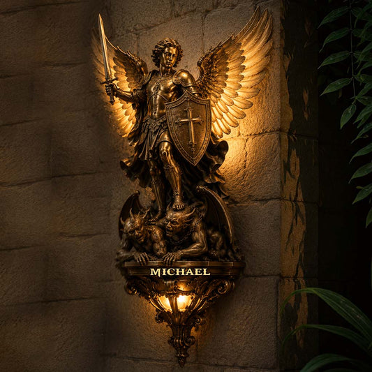 Archangel Michael, Guardian Of Light & Valor - Personalized Christian Plug-In Night Light