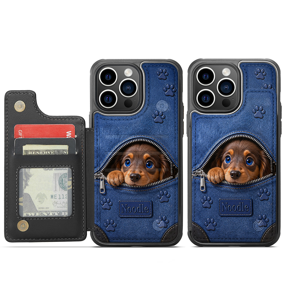 Any Photo Cute Peeking Pets - Personalized Dog Fully Printed Wallet Phone Case