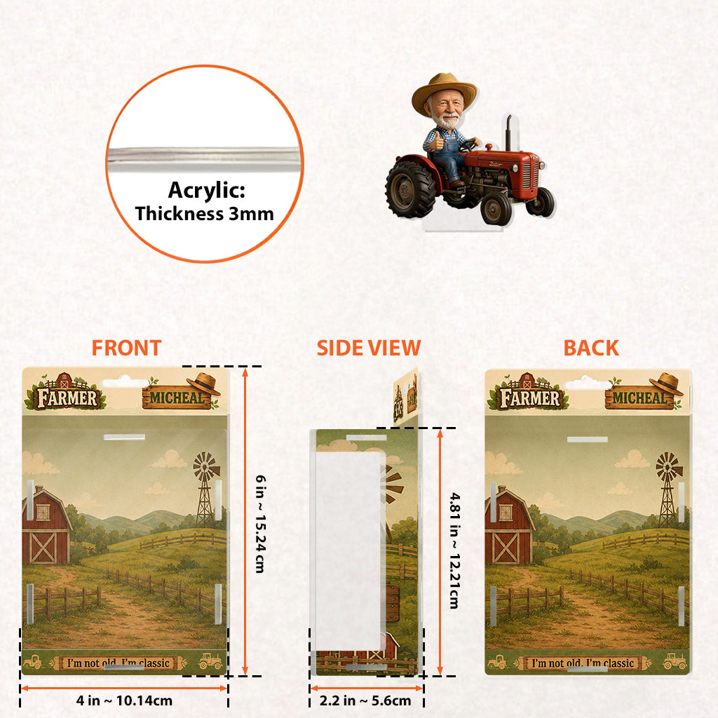Funny Farmer Gift, Tractor Lovers Gift - Personalized Farmer Acrylic Display Box