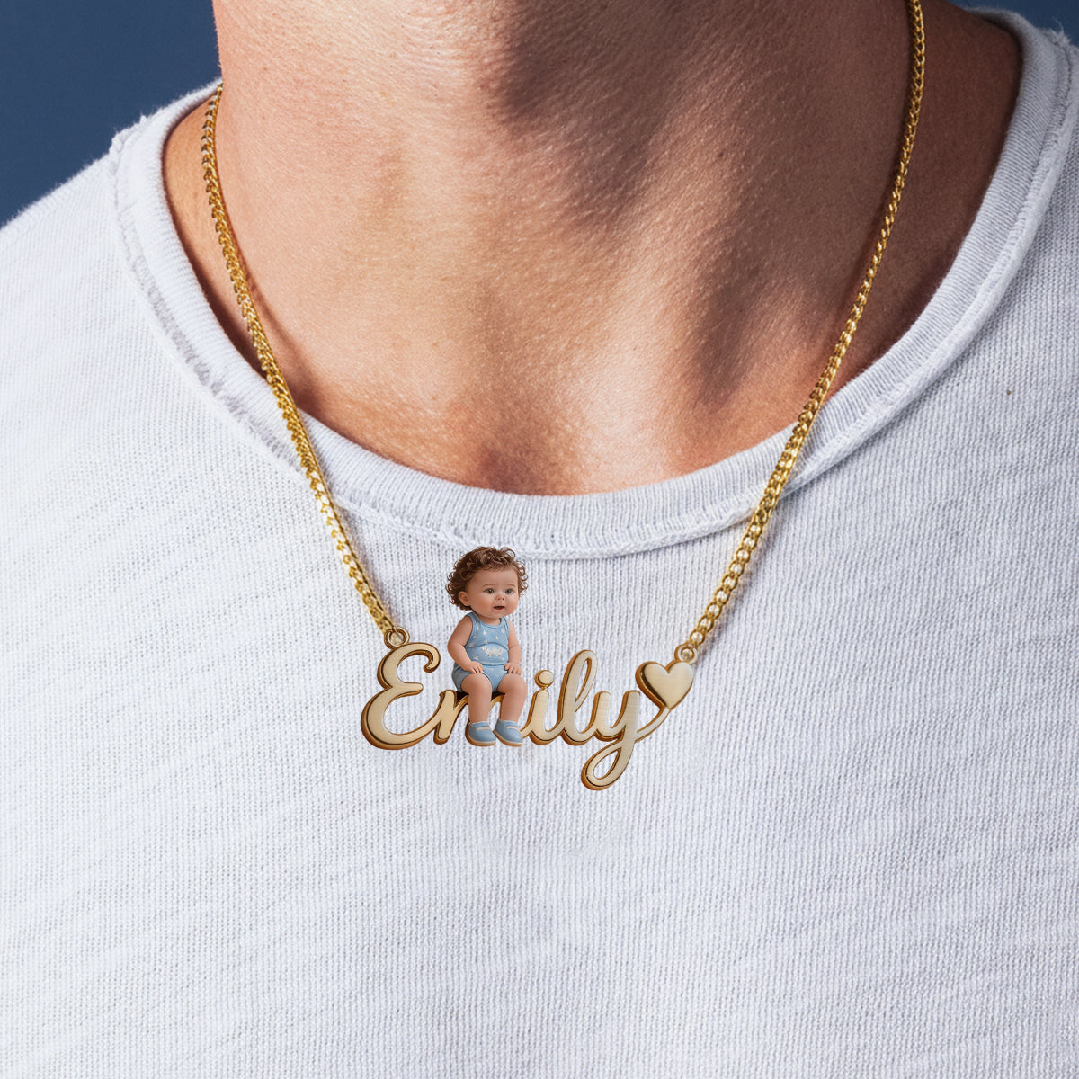 Custom Any Photo - Personalized Kid Shaped Metal Pendant Necklace