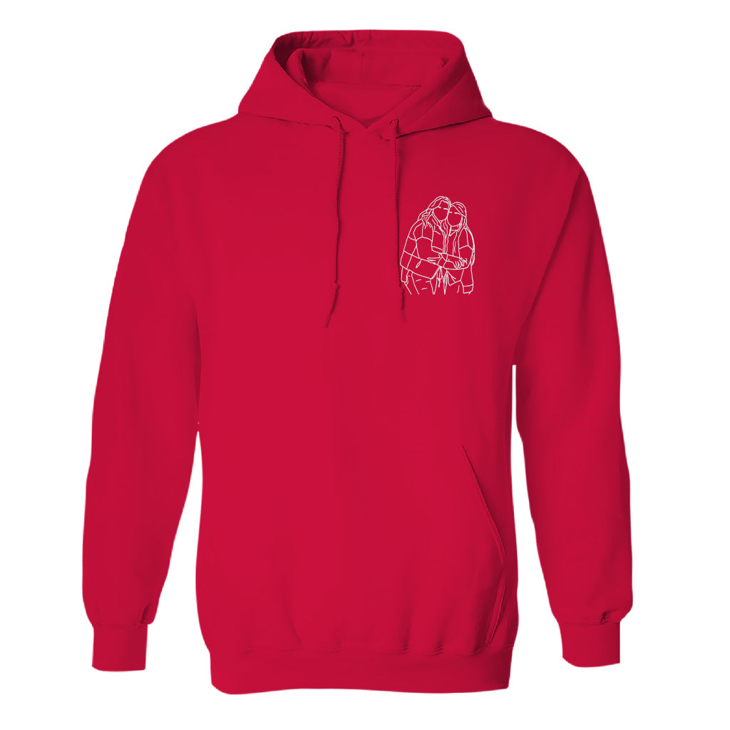 Custom Line Art - Personalized Sibling Embroidered Hoodie