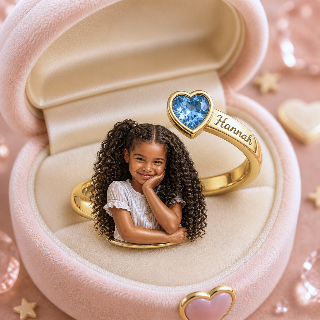 Kid's Birthday Keepsake - Personalized Kid Adjustable Shaped Ring