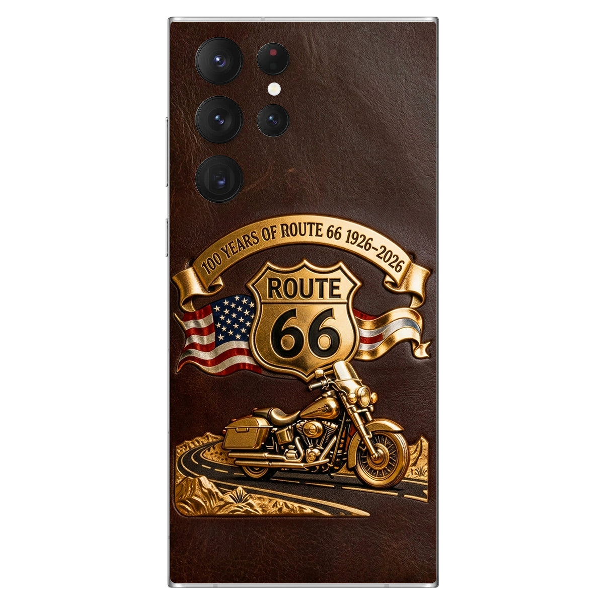 100 Years Of Route Personalized Gifts For Bikers - Personalized Biker 3D Embossed Leather Phone Case