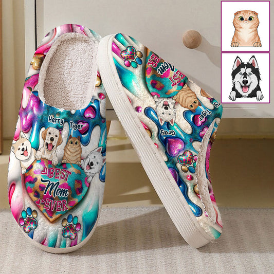 Best Mom Ever Fur Mama - Personalized Dog Slippers