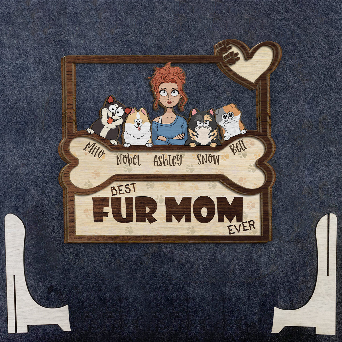 Best Fur Mom Dad Ever - Personalized Dog 2 Layered Wood Sign / Wood Plaque