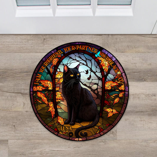 Black Cat - Personalized Black Cat Shaped Doormat