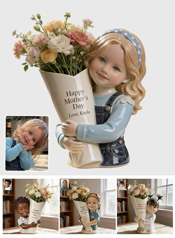 Flower Bouquet Vase - Perfect Mother's Day Gift - Personalized Kid Acrylic Flower Vase