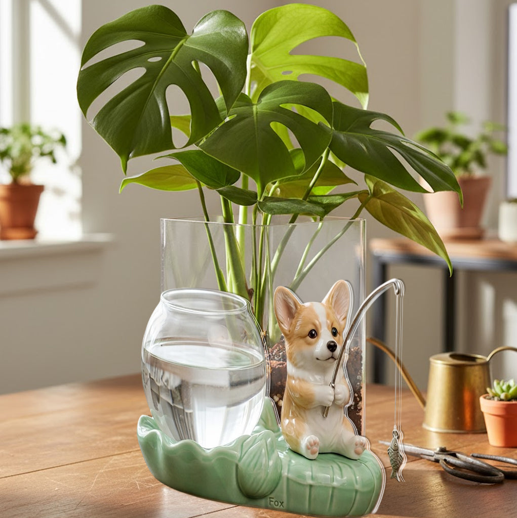 Cute Fishing Planter - Personalized Cat Acrylic Pot
