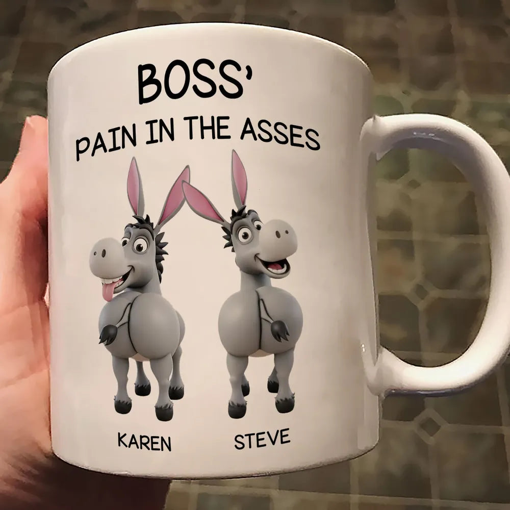 Funny Personalized White Ceramic Mug for Boss – Custom Cartoon Donkey Team, Unique Office Gift for Coworkers, Hilarious Value-Priced Present