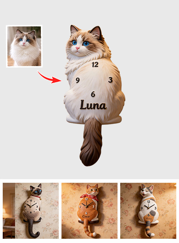 It’s Feeding Time! - Personalized Cat Acrylic Wall Clock