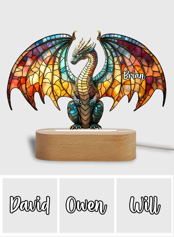 Colorful Dragon - Personalized Dragon Shaped Plaque Light Base