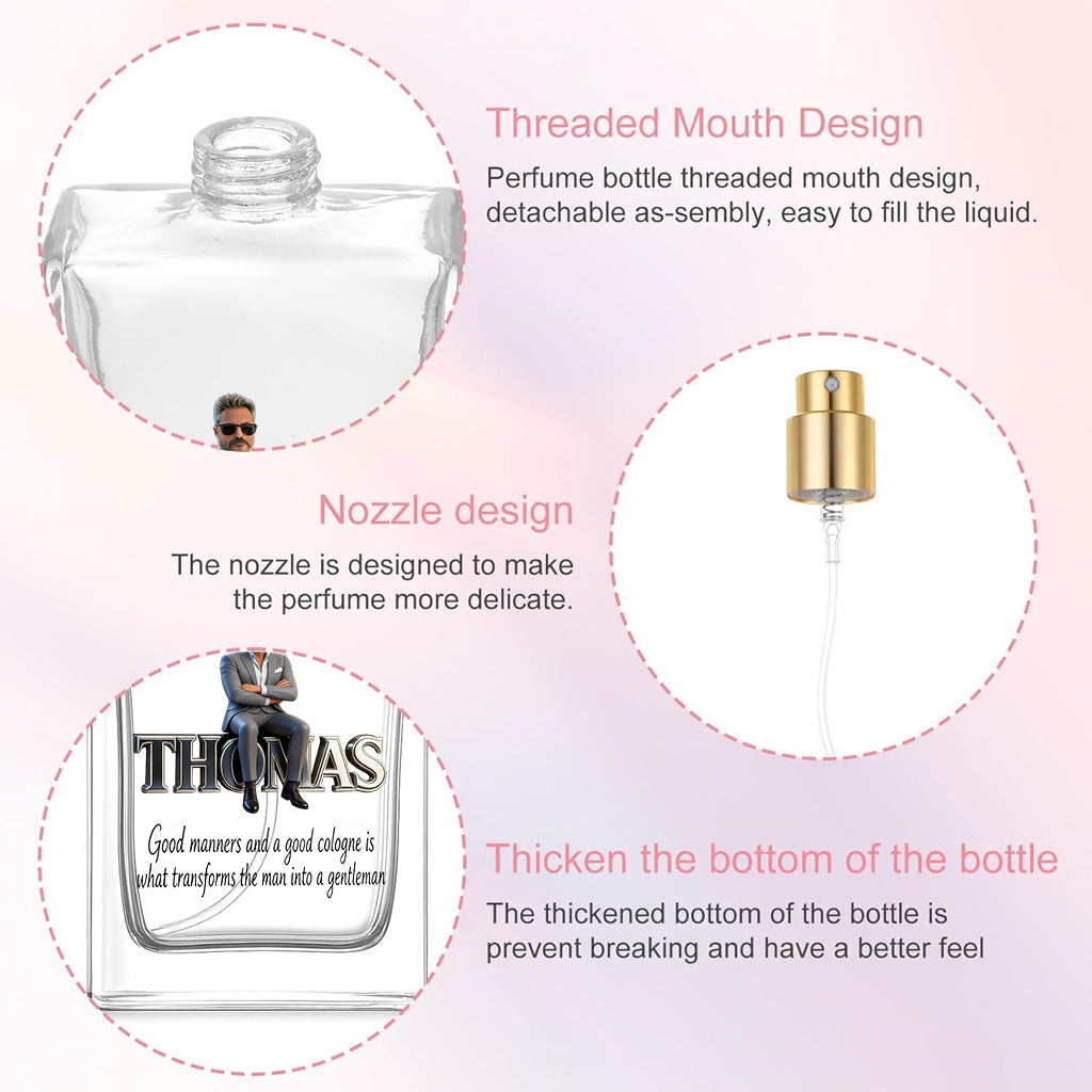 Cologne For Man - Any Photo, Any Title - Personalized Luxury Refillable Perfume Bottle