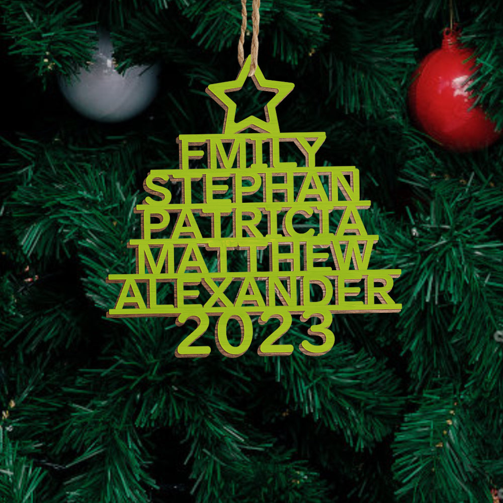 Any Name Christmas Tree - Personalized Family Any Name Christmas Tree Ornament
