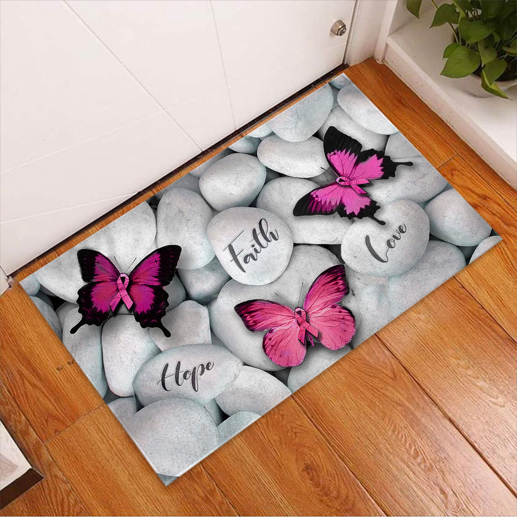 Faith Hope Love - Breast Cancer Awareness Doormat