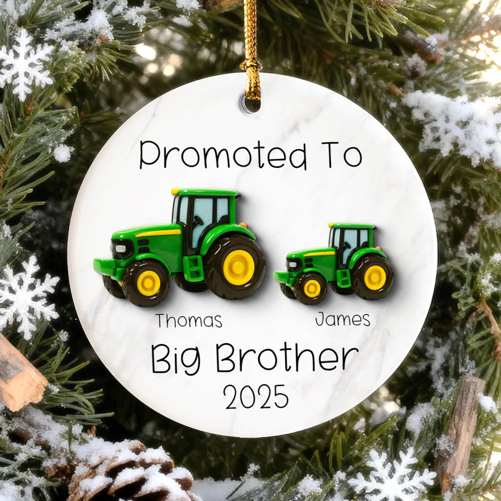 Big Brother Promotion Ornament with Tractor Theme – Meaningful Farm Gift for Family Christmas Celebration