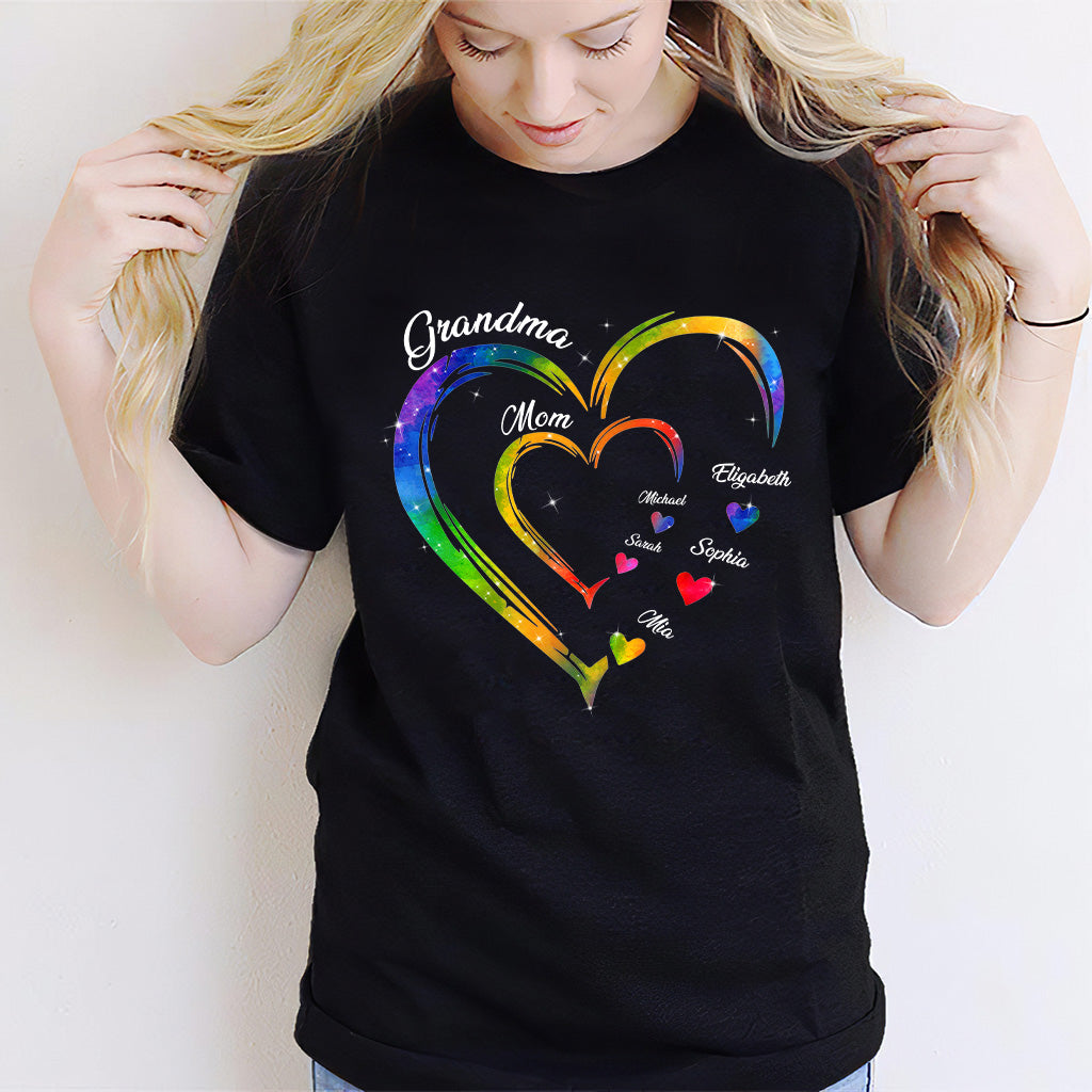 Grandma Mom Hearts - Personalized Grandma T-shirt And Hoodie