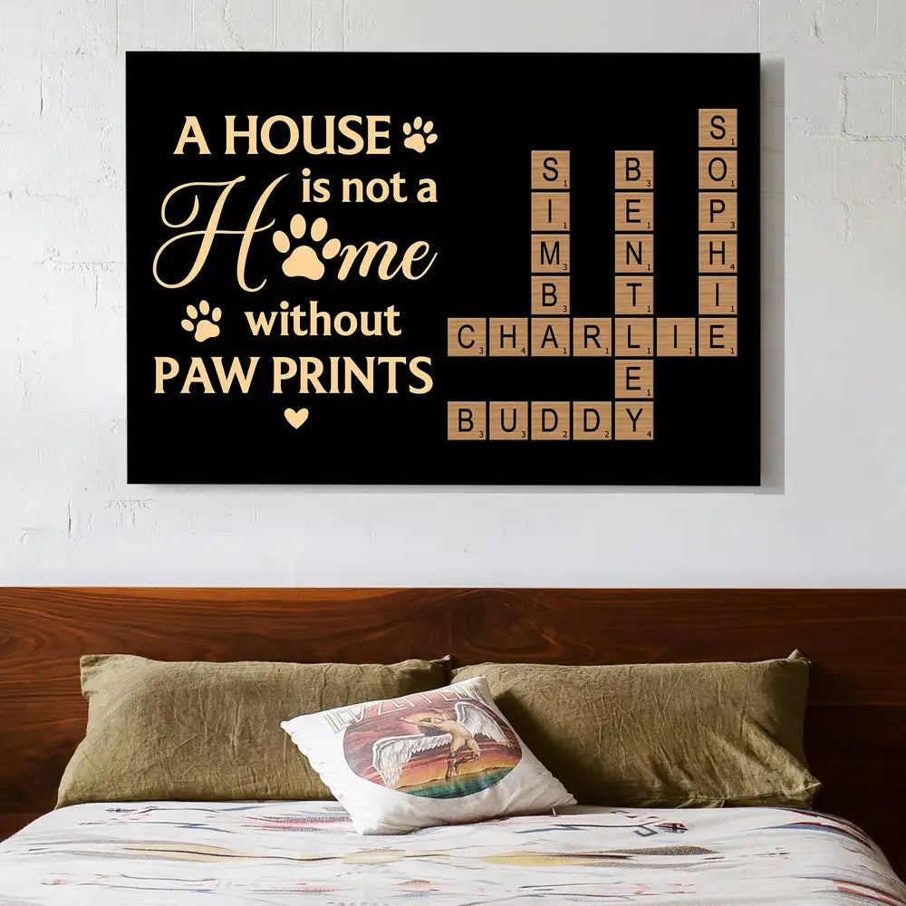 Personalized Poster/Canvas with Paw Prints Design