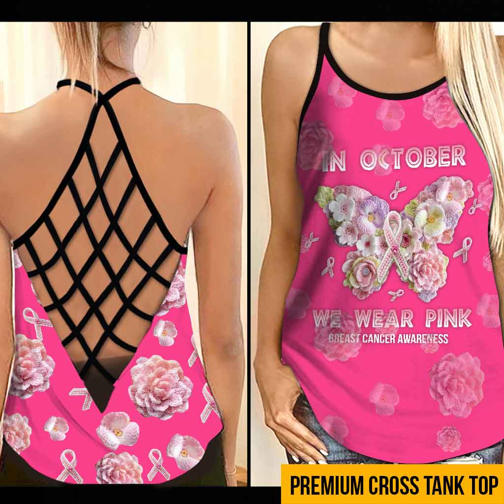 In October We Wear Pink - Breast Cancer Awareness 3D Printed Cross Tank Top