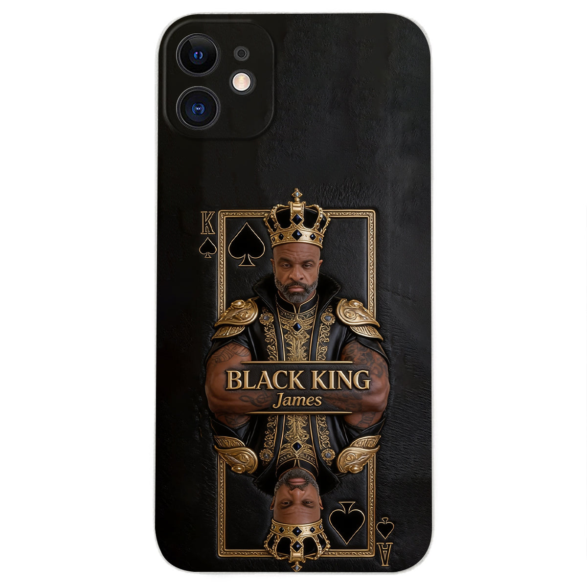 Black King - Personalized African American 3D Embossed Leather Phone Case