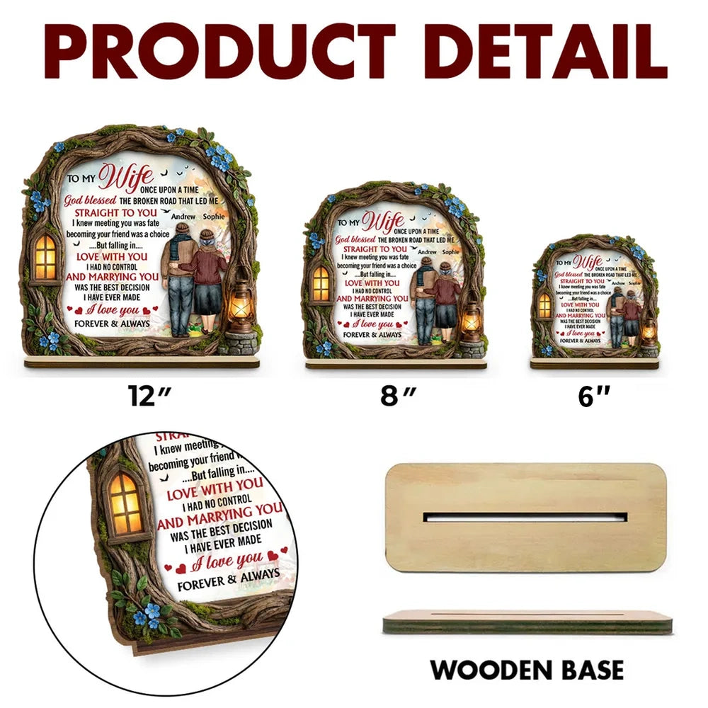 To My Wife Personalized 2-Layer Wooden Plaque, Heartwarming Forever & Always Quote, Thoughtful Unique Gift for Her