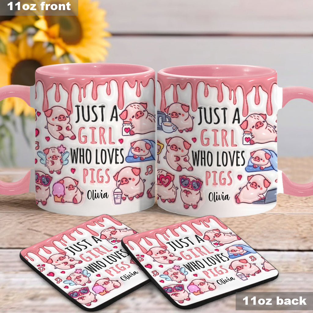 Just A Girl Who Loves Pigs - Personalized Pig Lover Accent Mug