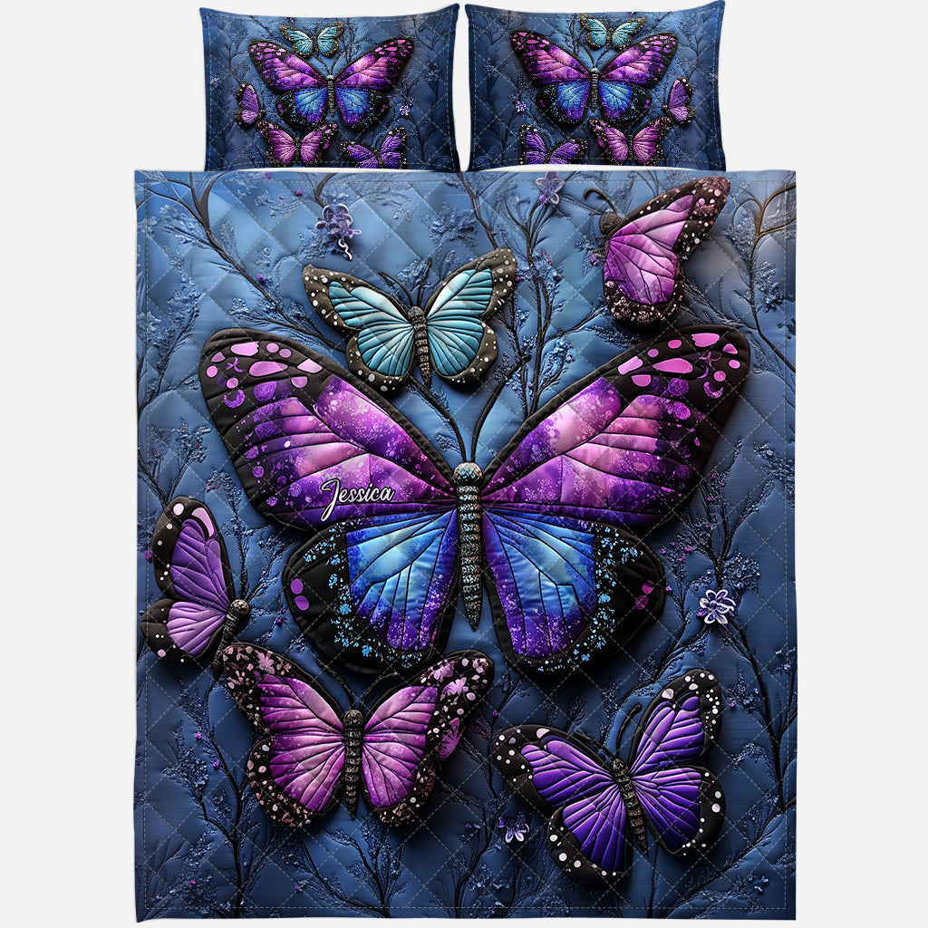 Beautiful Butterflies - Personalized Butterfly Quilt Set