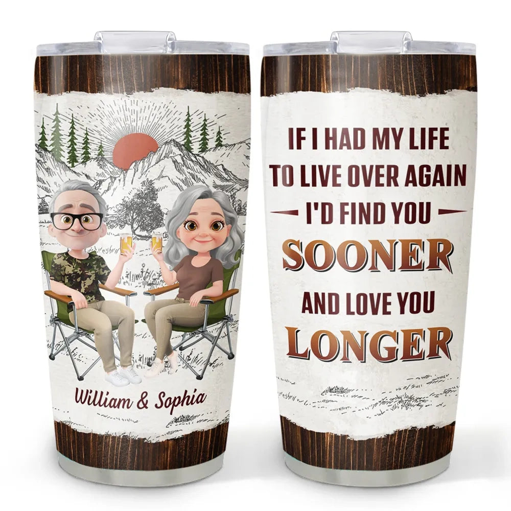 Insulated Travel Tumbler with Love Quote and Mountain Sunset Scene, Personalized Unique Gift for Couple